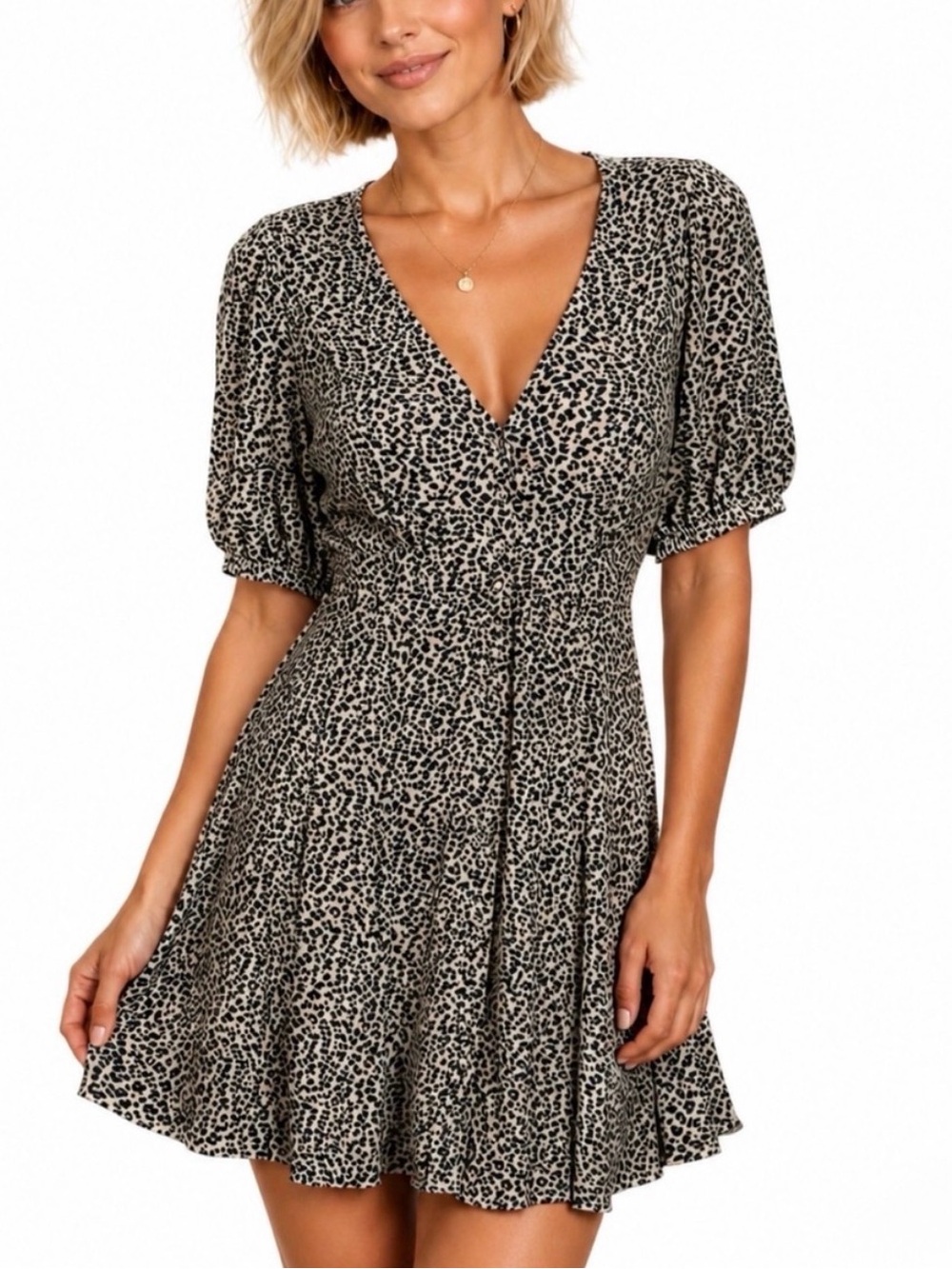 Abercrombie & Fitch Button Down Puff Sleeve Dress